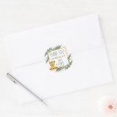 Schattig Oerwoud Safari Lion Baby shower Hartelijk Ronde Sticker (Envelop)