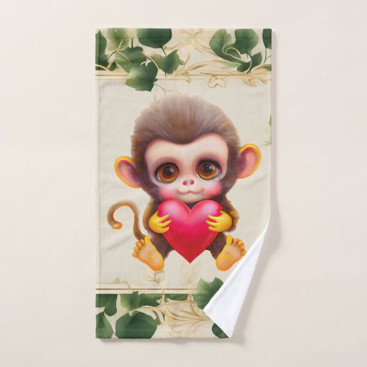 Schattig Oerwoud Valentijn Monkey Bad Handdoek (Handdoek)