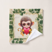 Schattig Oerwoud Valentijn Monkey Bad Handdoek (Wasdoekje)