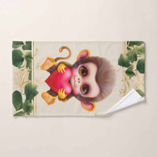 Schattig Oerwoud Valentijn Monkey Bad Handdoek (Handdoek)