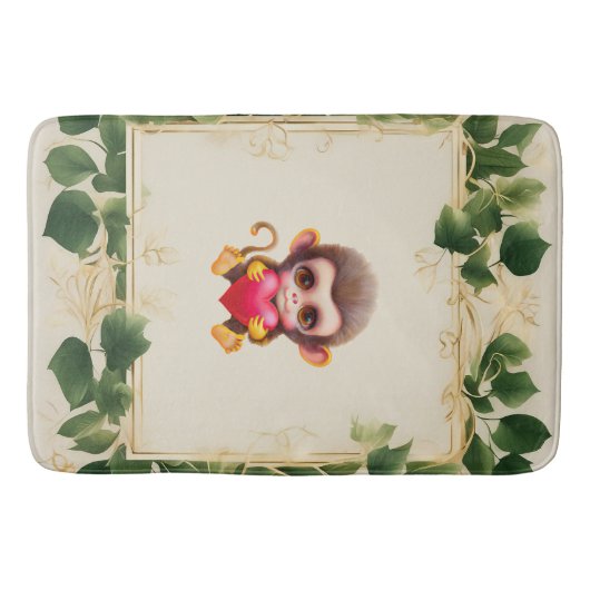 Schattig Oerwoud Valentijn Monkey Badmat (Voorkant)