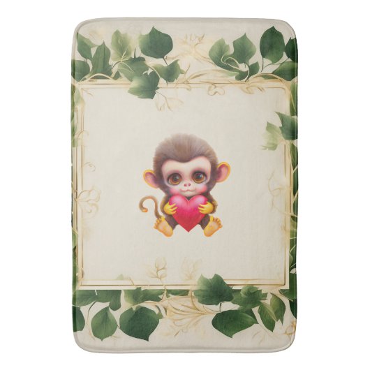 Schattig Oerwoud Valentijn Monkey Badmat (Voorkant Verticaal)