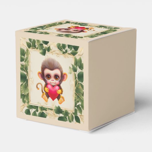 Schattig Oerwoud Valentijn Monkey Bedankdoosjes (Achterkant)