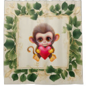 Schattig Oerwoud Valentijn Monkey Douchegordijn (Voorkant)