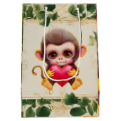 Schattig Oerwoud Valentijn Monkey Medium Cadeauzakje (Achterkant)