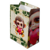 Schattig Oerwoud Valentijn Monkey Medium Cadeauzakje (Achterkant Gekanteld)