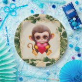 Schattig Oerwoud Valentijn Monkey Papieren Bordje (Feest)