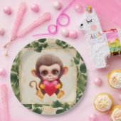 Schattig Oerwoud Valentijn Monkey Papieren Bordje (Feest)
