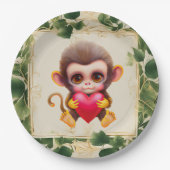 Schattig Oerwoud Valentijn Monkey Papieren Bordje (Voorkant)