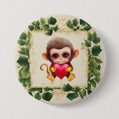 Schattig Oerwoud Valentijn Monkey Ronde Button 7,6 Cm (Voorkant)