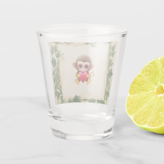 Schattig Oerwoud Valentijn Monkey Shot Glas (Achterkant)
