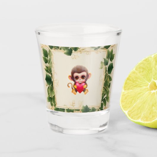 Schattig Oerwoud Valentijn Monkey Shot Glas (Voorkant)