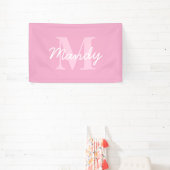Schattig ogend cursief naam & monogram | Roze Spandoek (Insitu)