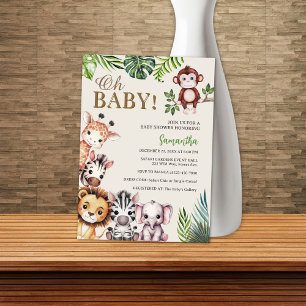 Schattig Oh Baby Jungle Safari Dieren Baby Shower Kaart