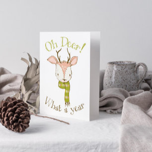 Schattig Oh Hert Wat een Jaar Citaat Kerstmis Feestdagen Kaart