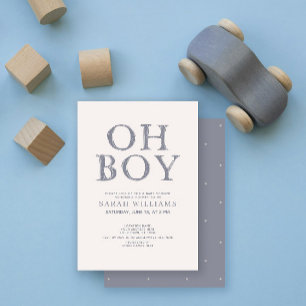 Schattig Oh Jongen Blauwe Stippen Minimaal Baby Sh Kaart