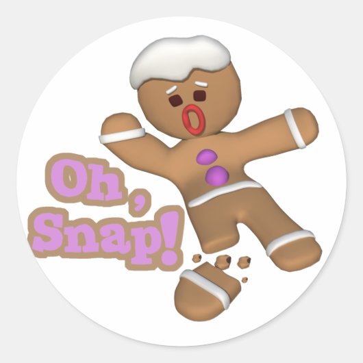 schattig oh, snap gemberkoek man cookie ronde sticker (Voorkant)