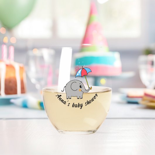schattig olifant baby shower (naam) Drinkware Set Wijnglas Zonder Voet (Insitu (Verjaardag))