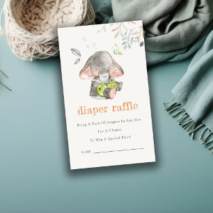 Schattig Olifant Bladluier Raffle Baby shower Informatiekaartje