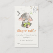 Schattig Olifant Bladluier Raffle Baby shower Informatiekaartje (Voorkant)
