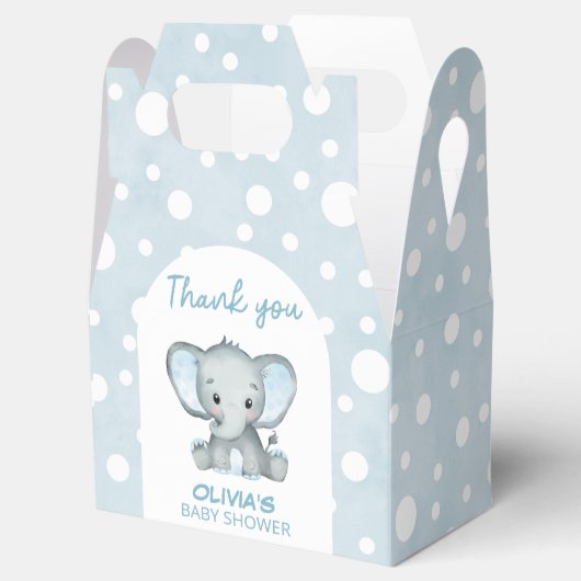 Schattig Olifant blauw Baby shower Bedankdoosjes (Geopend)