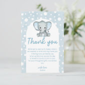 Schattig Olifant blauw Baby shower Dank u Kaart (Staand voorkant)