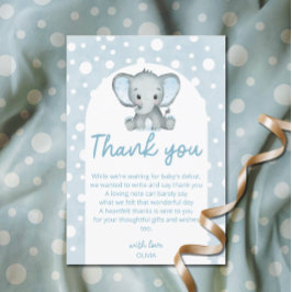Schattig Olifant blauw Baby shower Dank u Kaart