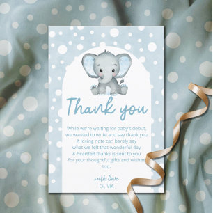 Schattig Olifant blauw Baby shower Dank u Kaart