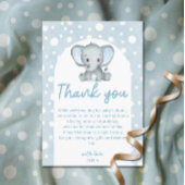 Schattig Olifant blauw Baby shower Dank u Kaart