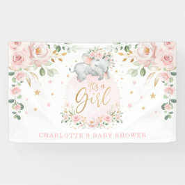 Schattig Olifant Blush Roze Bloemen Baby shower Spandoek