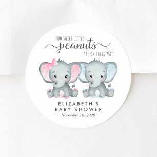 Schattig Olifant Jongen En Meisje Tweeling Baby sh Ronde Sticker