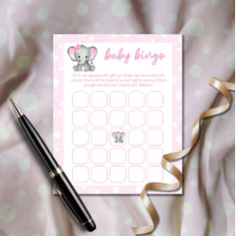 Schattig Olifant roze baby bingo spel