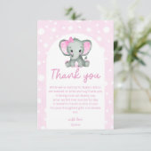 Schattig Olifant roze Baby shower Dank u Kaart (Staand voorkant)