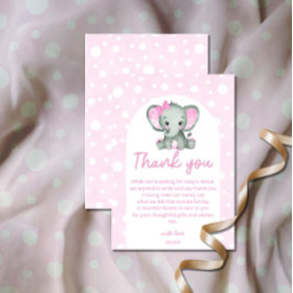 Schattig Olifant roze Baby shower Dank u Kaart