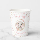 Schattig Olifant Roze Baby shower Papier Cups Papieren Bekers (Achterkant)