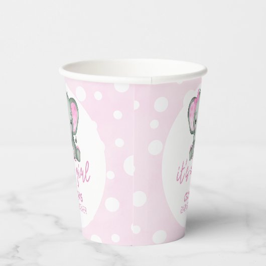 Schattig Olifant roze Baby shower Papieren Bekers (Rechts)