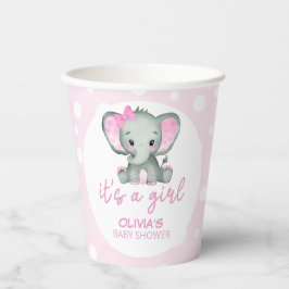Schattig Olifant roze Baby shower Papieren Bekers