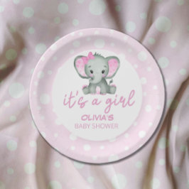 Schattig Olifant roze Baby shower Papieren Bordje