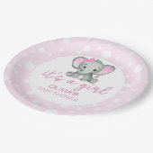 Schattig Olifant roze Baby shower Papieren Bordje (Gekanteld)