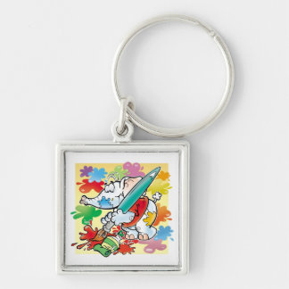schattig olifantenschilderij sleutelhanger