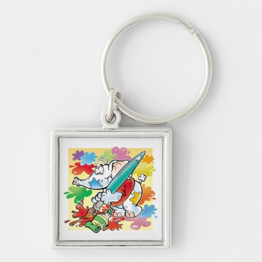 schattig olifantenschilderij sleutelhanger (Voorkant)