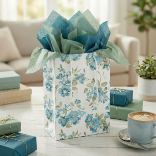 Schattig Olijfgroen Aqua Turquoise Bloemschilderin Medium Cadeauzakje