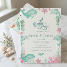 Schattig onder de zee Aquarel Oceaan Baby Shower