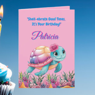 Schattig Onder De Zee Bloemige Zee Schildpad Verja Kaart