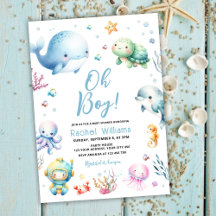 Schattig onder de zee Oh jongen babyfeestje