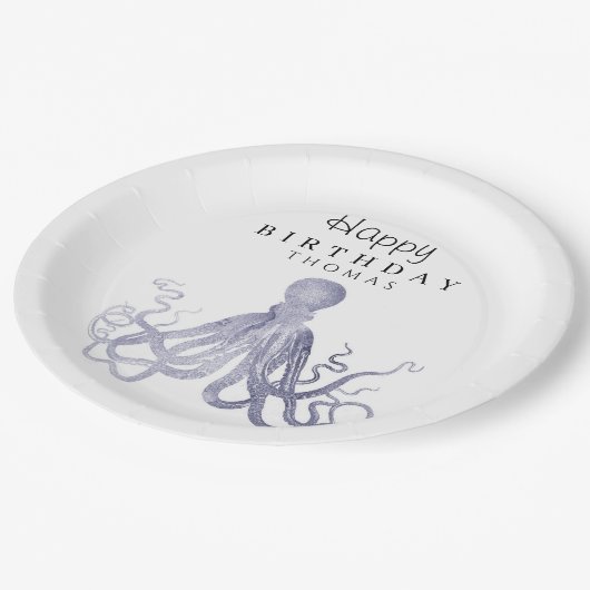 Schattig Onder het Zee Octopus Verjaardag Papieren Bordje (Gekanteld)
