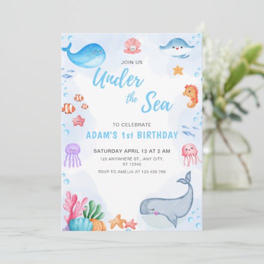 Schattig onder het Zee Verjaardag Kaart (Staand voorkant)