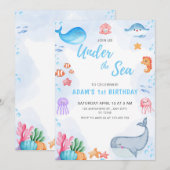 Schattig onder het Zee Verjaardag Kaart (Voorkant / Achterkant)