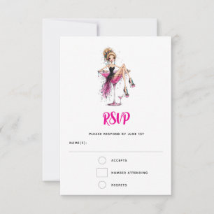 Schattig ondeugend meisje in een Martini Glas vrij RSVP Kaartje