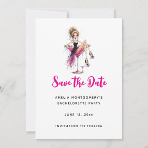 Schattig ondeugend meisje in een Martini Glas vrij Save The Date